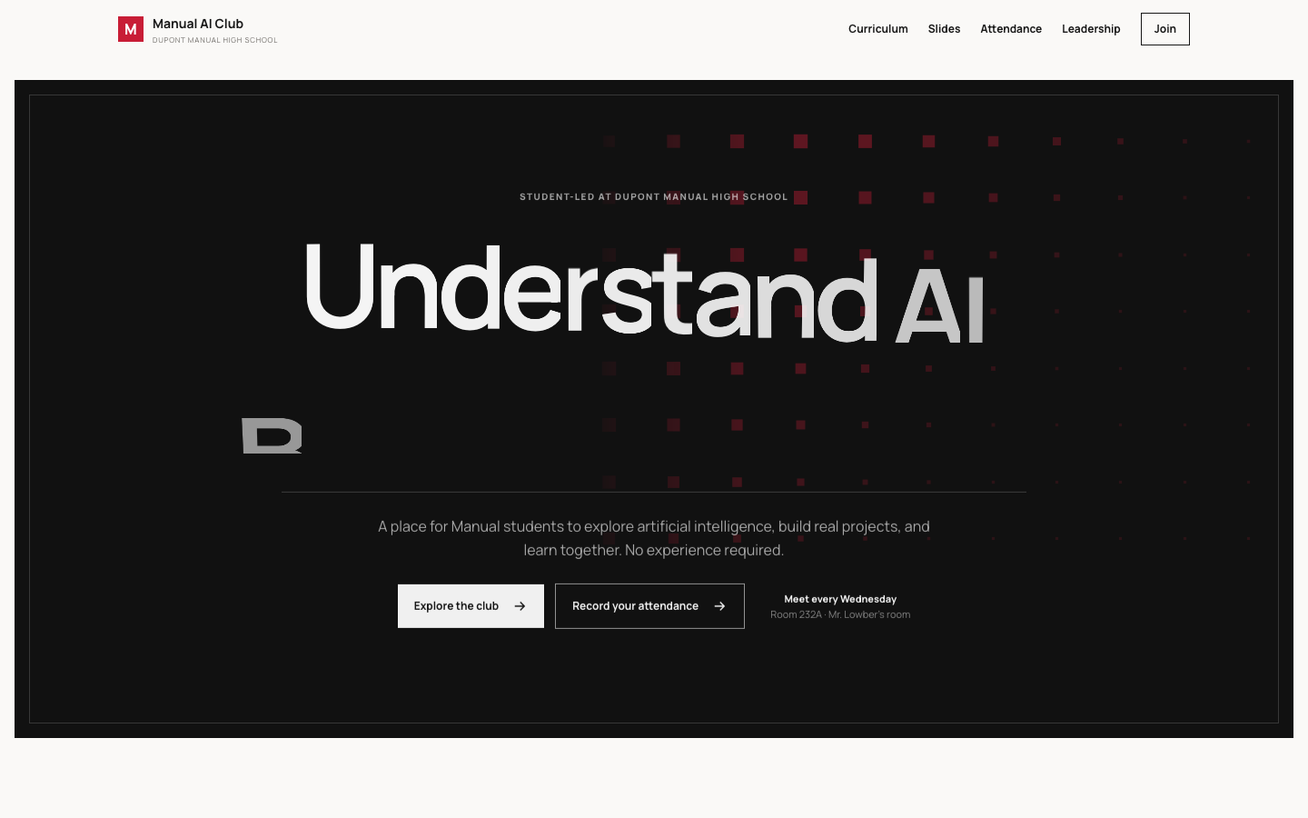manual ai club landing page