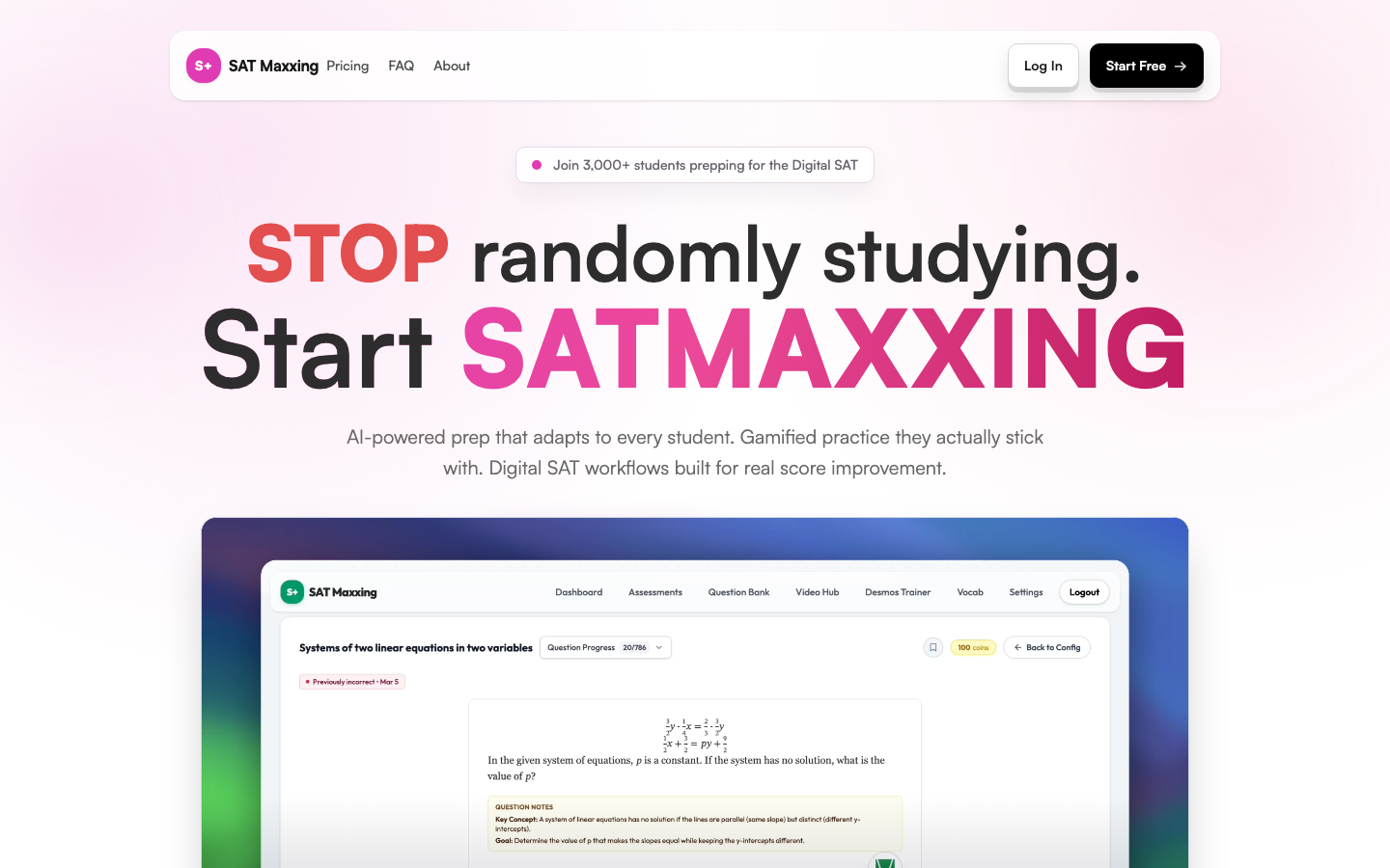 satmaxxing landing page